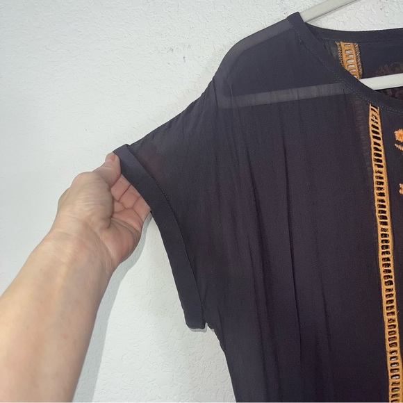 Anthropologie Vanessa Virginia Antala Peplum Top grey orange embroidered size M - Picture 11 of 15